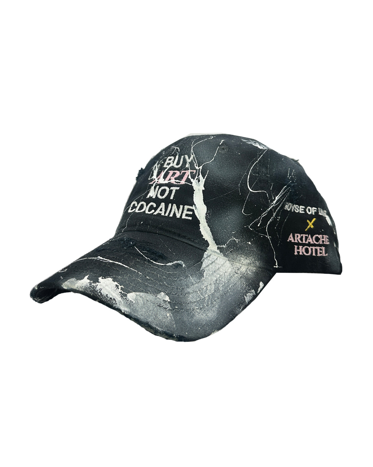 BUY ART NOT COCAINE Hand Painted Destroyed Dad Hat