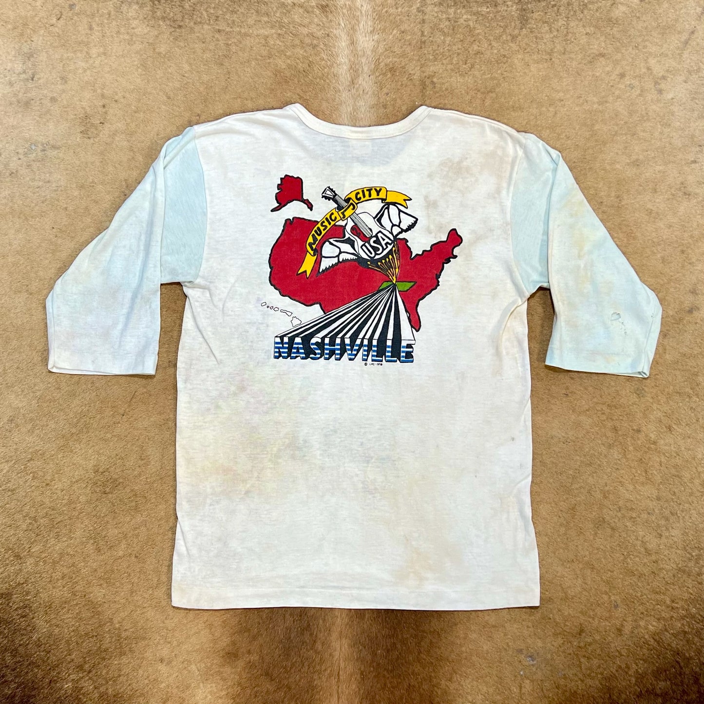 Vintage Baseball Style Nashville T-Shirt - SMALL