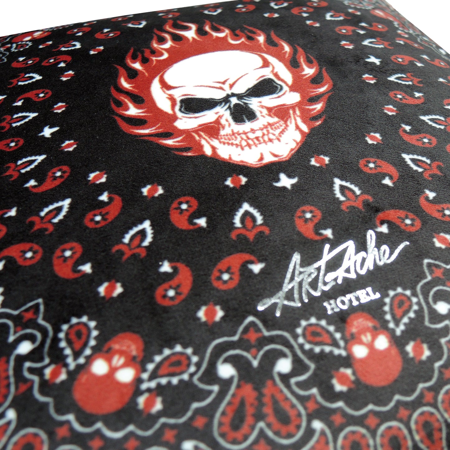 Flaming Skull Bandana Decorative Throw Pillow