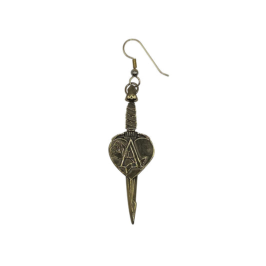 ArtAche Heartache Pendant Earring Brass