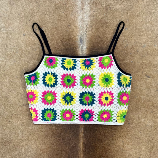Women's Crochet Tank Top - MED