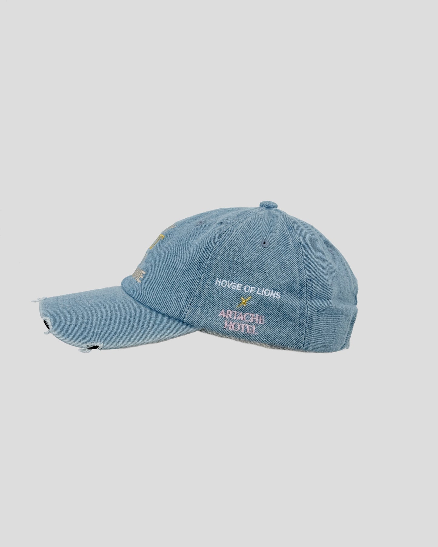 BUY ART NOT COCAINE Light Ripped Denim Hat
